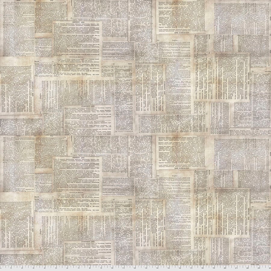 Tim Holtz Foundations Neutral Dictionary Cotton Fabric by Free Spirit PWTH008.Neutral