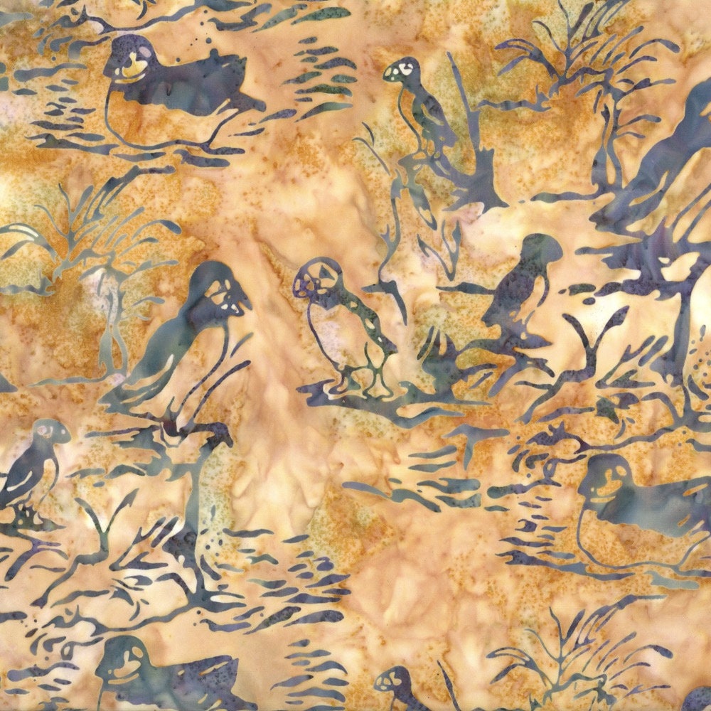 Hoffman Fabrics Opal Purple Puffin Bird Batik Fabric F2097-132-Opal