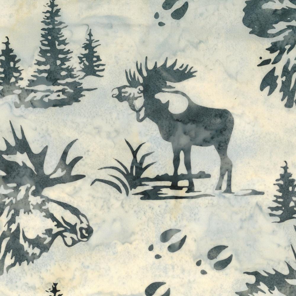 Hoffman Fabrics December Grey Bull Moose Batik Fabric N2911-597-December