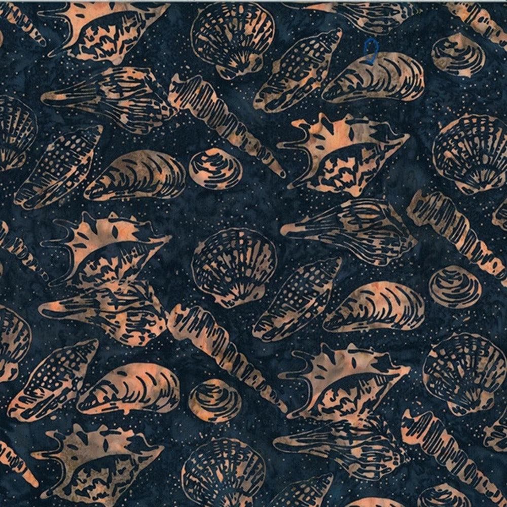 Hoffman Fabrics Along the Shores Blacklight Seashells Batik Fabric DM4-537-Blacklight