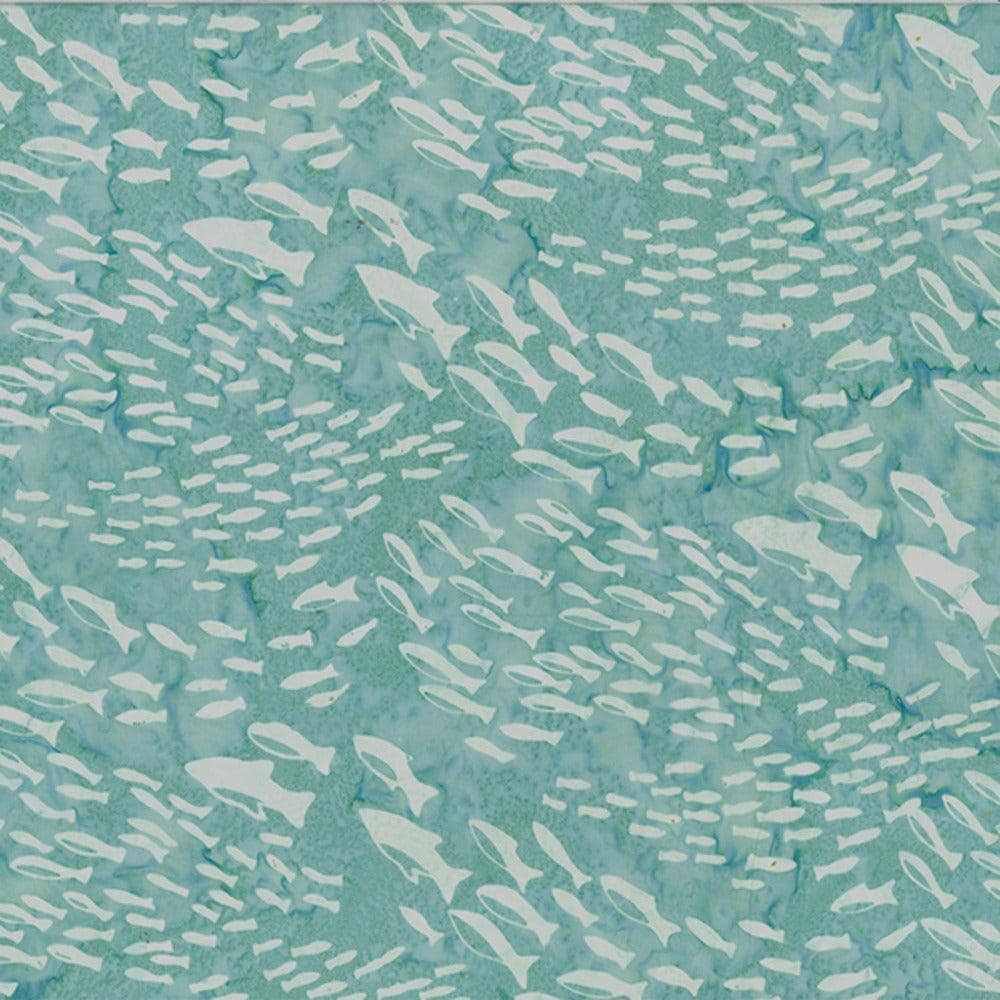 Hoffman Fabrics Along the Shores Aquamarine Fish Batik Fabric DM2-214-Aquamarine