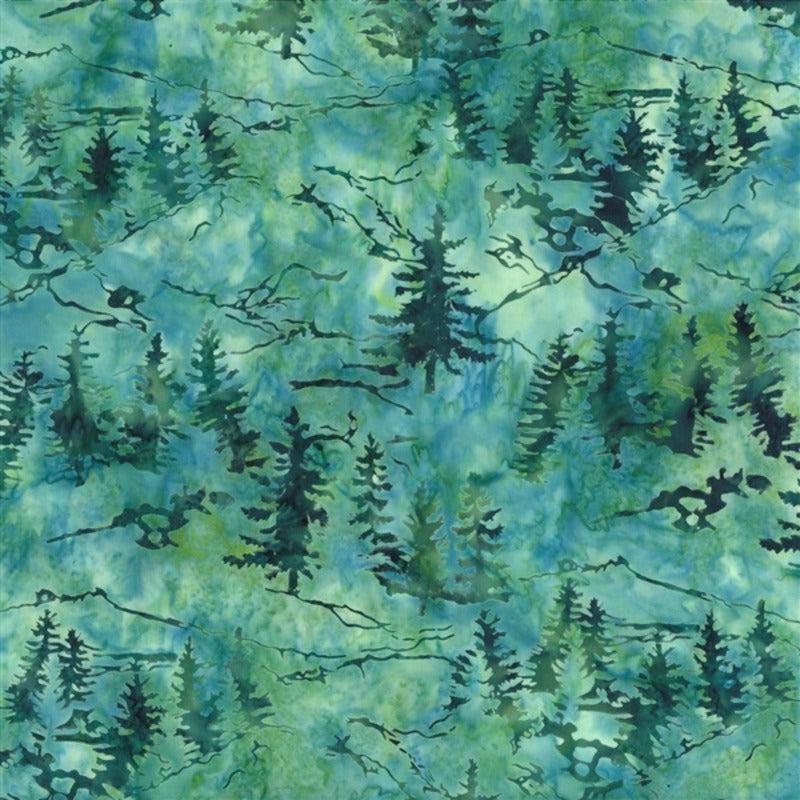 Hoffman Fabrics McKenna Ryan Woodland Chamomile Mountains Trees Batik Fabric MR58-418-Chamomile