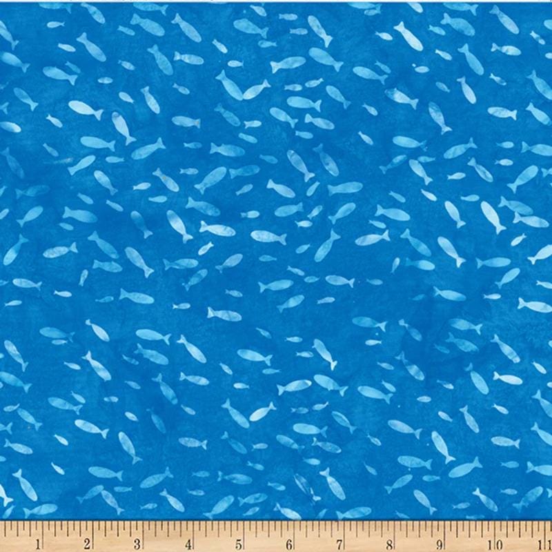 Hoffman Fabrics Susan Claire Frog Pond Jelly Batik Ocean Fish Fabric SC2-73-Ocean