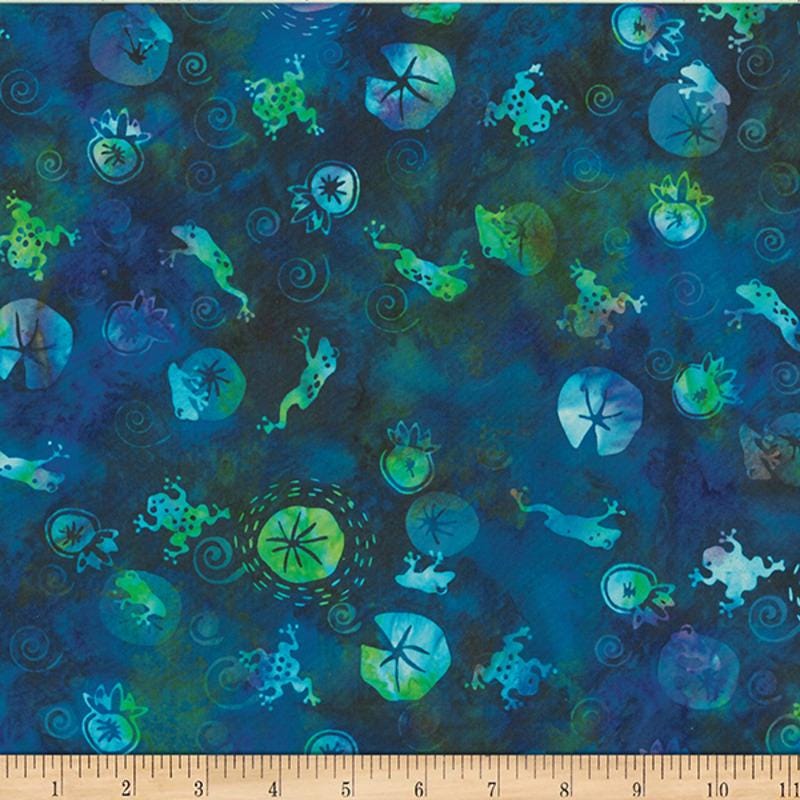 Hoffman Fabrics Susan Claire Frog Pond Jelly Batik Sapphire Fabric SC4-230-Sapphire