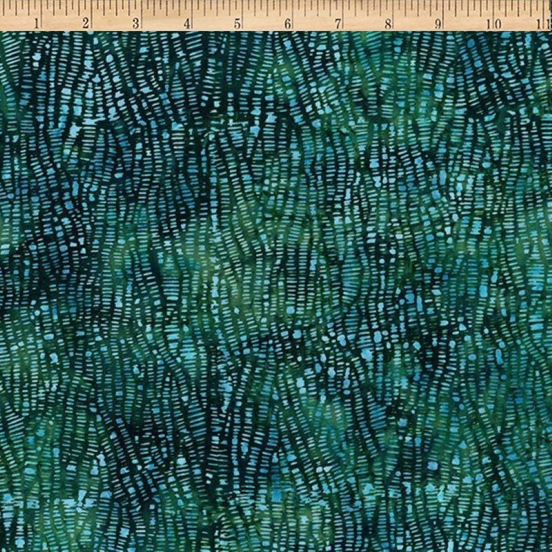 Hoffman Fabrics Viridian Lined Texture Batik Fabric W2605-309-Viridian