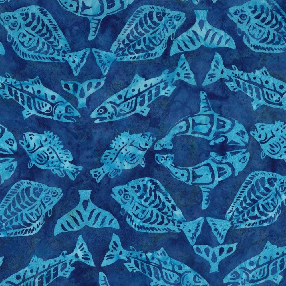 Hoffman Fabrics Pacific Totemic Fish Batik Fabric F2099-153-Pacific