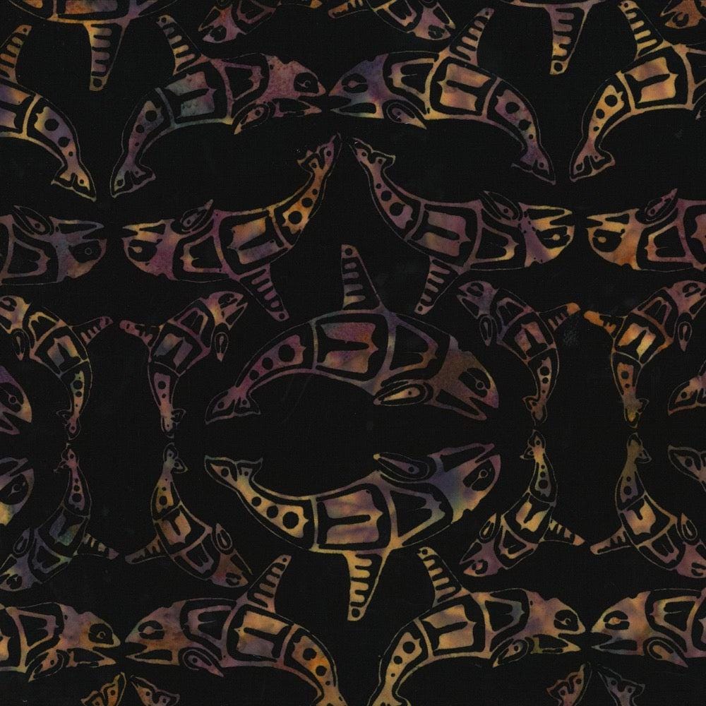 Hoffman Fabrics Sugarplum Totemic Whales Batik Fabric F2098-286-Sugarplum