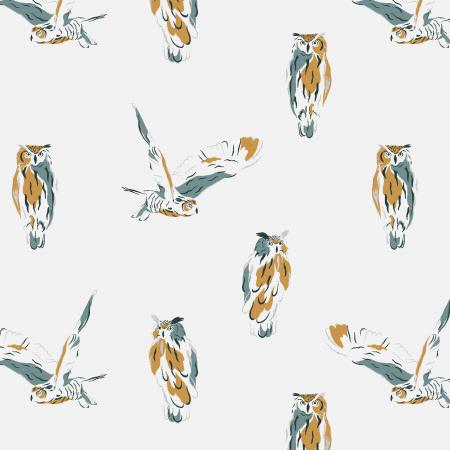 RJR Fabrics Wise Owl Chalk Metallic Cotton Fabric JD202-CH3M