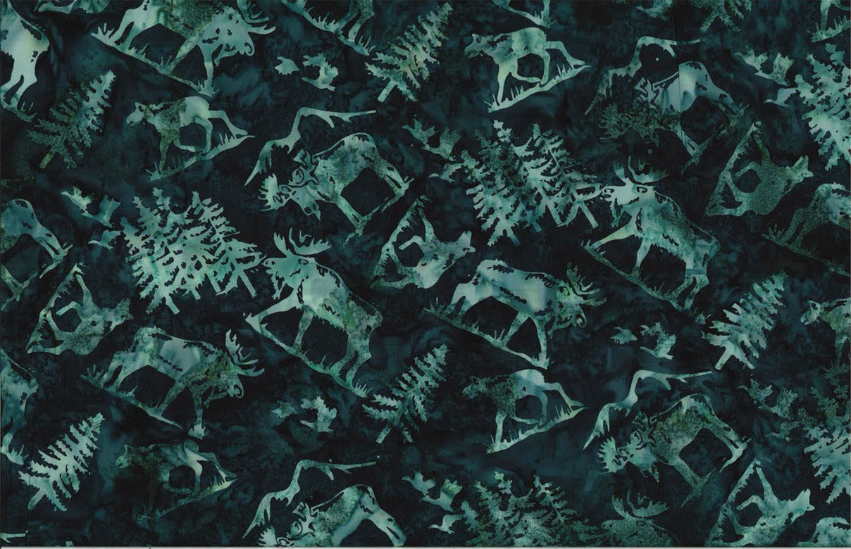 Hoffman Fabrics Viridian Moose Batik Fabric S2341-309-Viridian