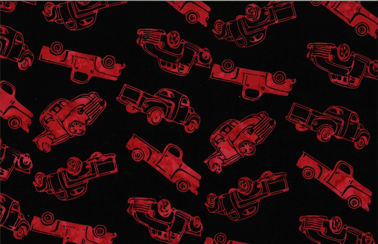 Hoffman Fabrics Red Pickup Truck Batik Fabric S2346-5-Red