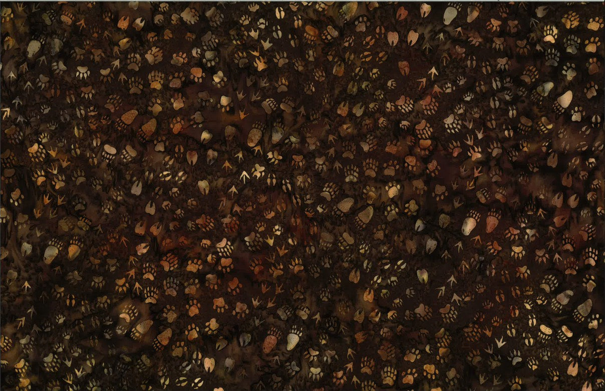 Hoffman Fabrics Bourbon Wildlife Animal Tracks Batik Fabric S2350-572-Bourbon