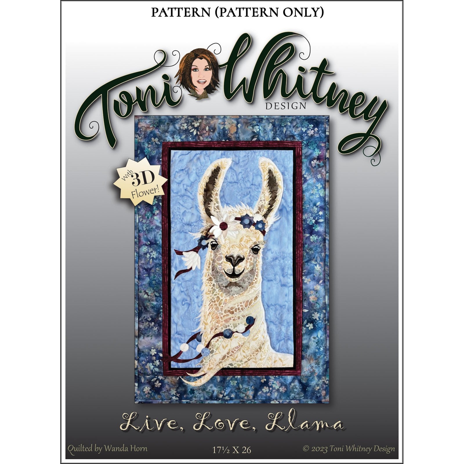 Toni Whitney Design Live Love Llama Applique Quilt Pattern Front Cover
