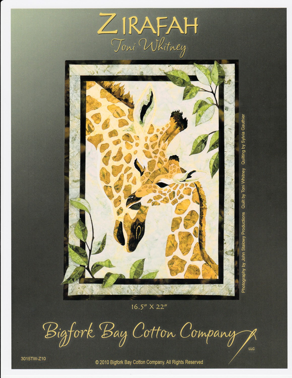 Toni Whitney Design Zirafah Giraffe Applique Quilt Pattern Front Cover