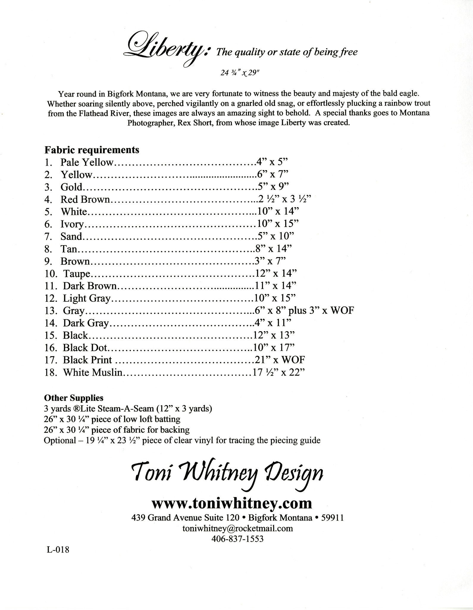 Toni Whitney Design Liberty Applique Quilt Pattern