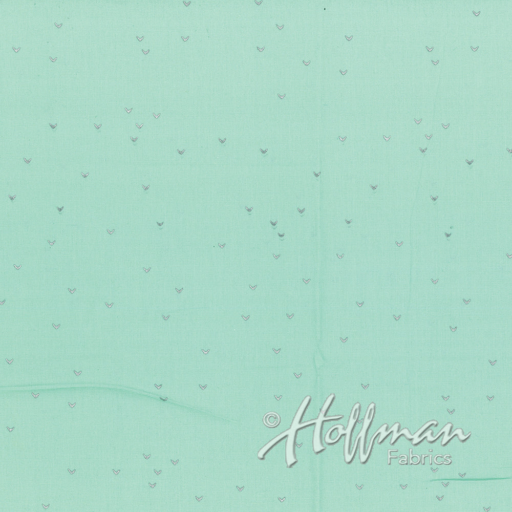 Hoffman Fabrics Me+You Spearmint Green Metallic Silver Batik Fabric 148-445S-Spearmint-Silver