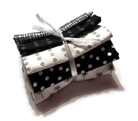 Andover Fabrics Tuxedo Black and White Cotton Fabric 6 Different Half Yards