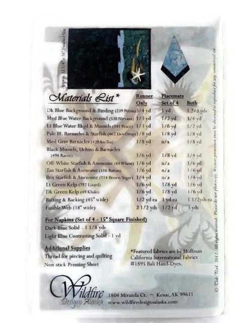 Wildfire Designs Alaska Tide Pool Table Runner Applique Quilt Pattern