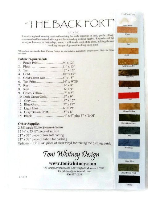 Toni Whitney Design The Back Forty Applique Quilt Pattern