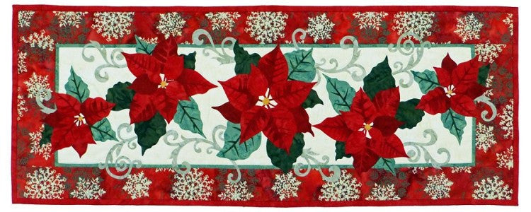 Wildfire Designs Alaska Red Poinsettia Too Table Runner Applique Quilt Kit and Fabric Kit 