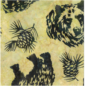 Hoffman Fabrics Fern Green Grizzly Bear Batik Fabric N2908-220-Fern