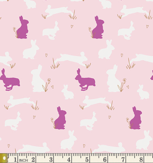 Art Gallery Fabrics Anna Elise Bunny Binkies Fluff Metallic Cotton Fabric ANE-77505