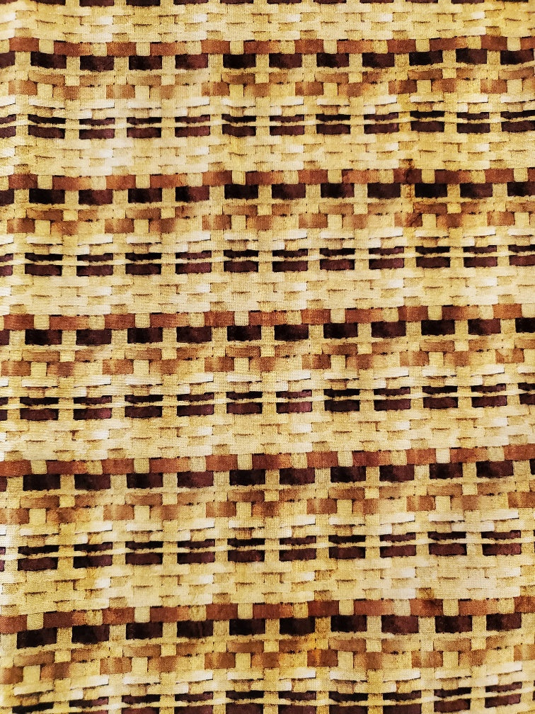 Hoffman Fabrics Fly Home Brown Wicker Basket