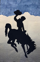 Cowboy Up Center Block in Blue