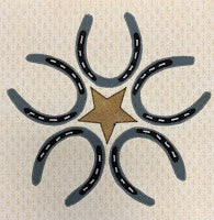 Cowboy Up Horseshoe Block in Brown