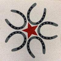 Cowboy Up Horseshoe Block in Red