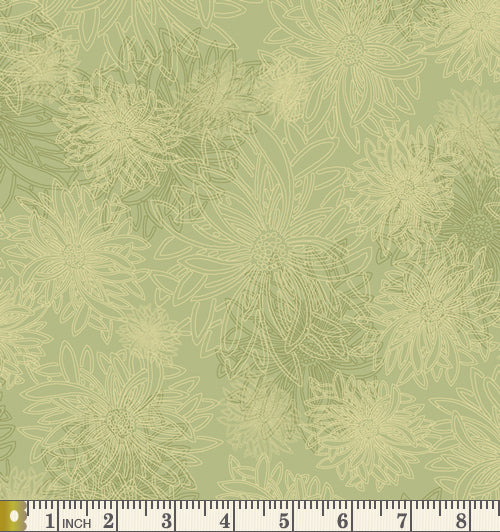 Art Gallery Fabrics Floral Elements Pear Green Cotton Fabric FE-500-Pear-Green