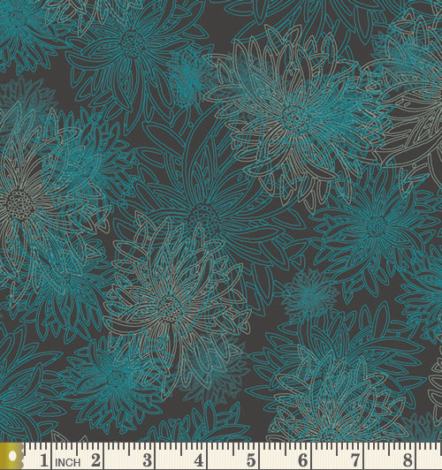 Art Gallery Fabrics Floral Elements Deep Ocean Cotton Fabric FE-505-Deep-Ocean