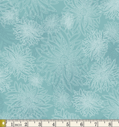 Art Gallery Fabrics Floral Elements Aqua Haze Cotton Fabric FE-508-Aqua-Haze