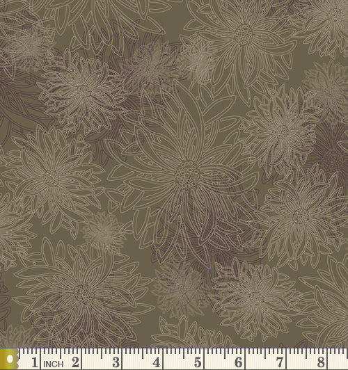 Art Gallery Fabrics Floral Elements Green Wood Cotton Fabric FE-523-Green-Wood