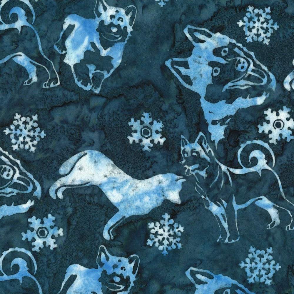 Hoffman Fabrics Storm Siberian Husky Dog Batik Fabric J2430-147-Storm