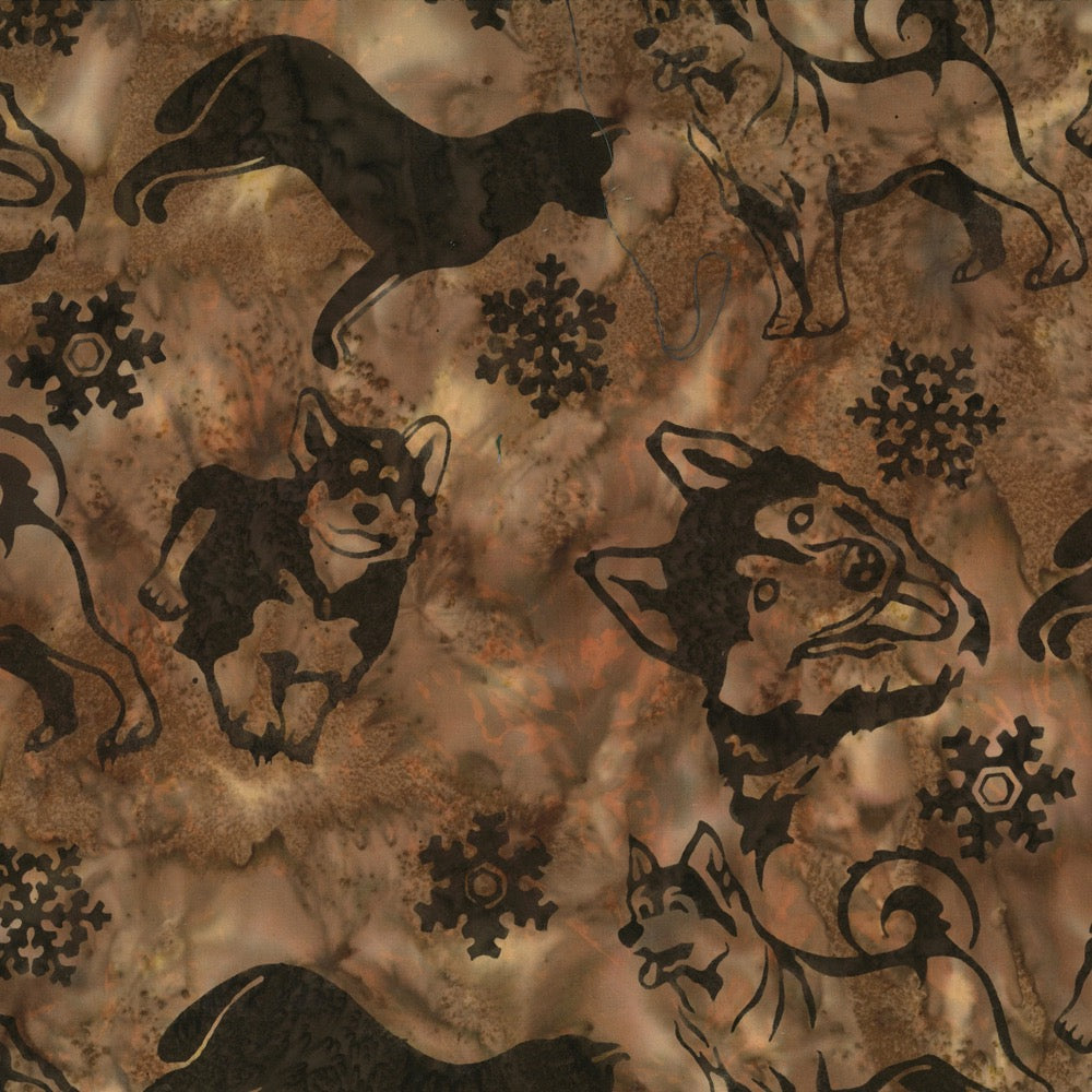 Hoffman Fabrics Mocha Siberian Husky Dog Batik Fat Quarter J2430-171-Mocha