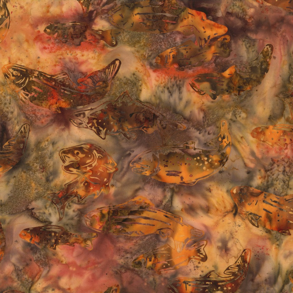 Hoffman Fabrics Squash Alaskan Salmon Batik Fabric J2431-460-Squash