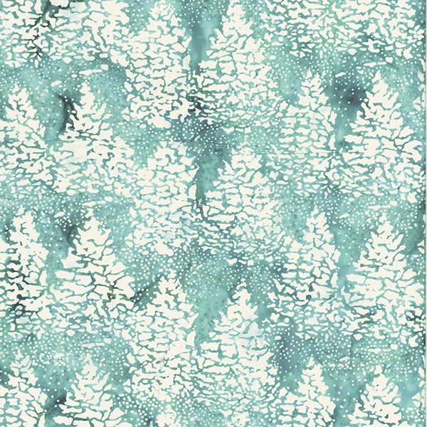 Hoffman Fabrics McKenna Ryan Into the Mist Spearmint Snowy Trees Batik Fabric MR20-445-Spearmint