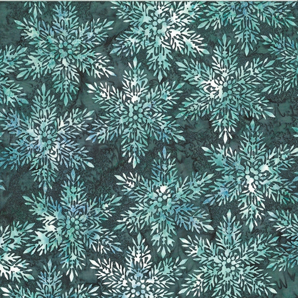 Hoffman Fabrics McKenna Ryan Into the Mist Slate Snowflakes Batik Fabric MR25-92-Slate