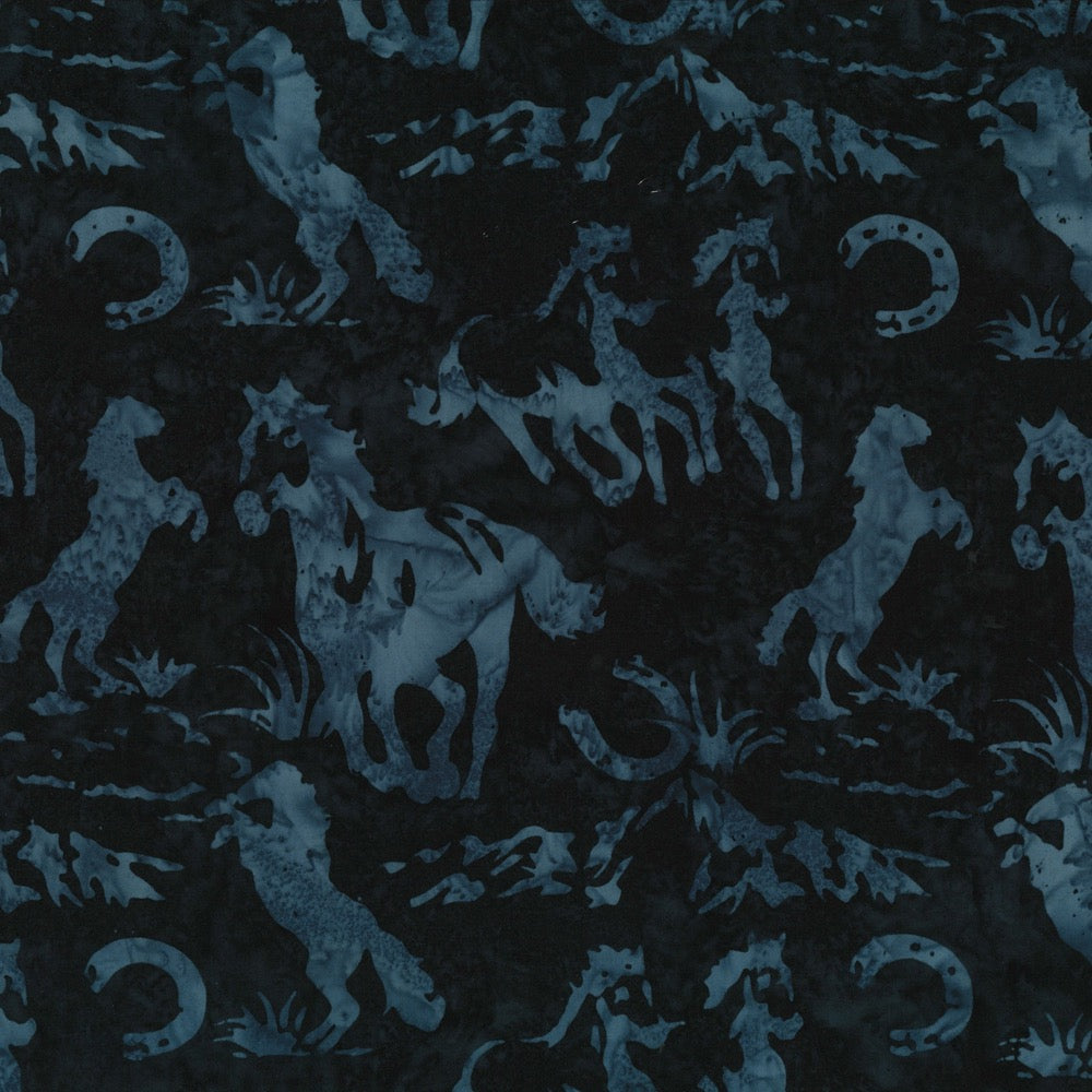 Hoffman Fabrics Macaw Blue Horse Batik Fabric N2907-317-Macaw