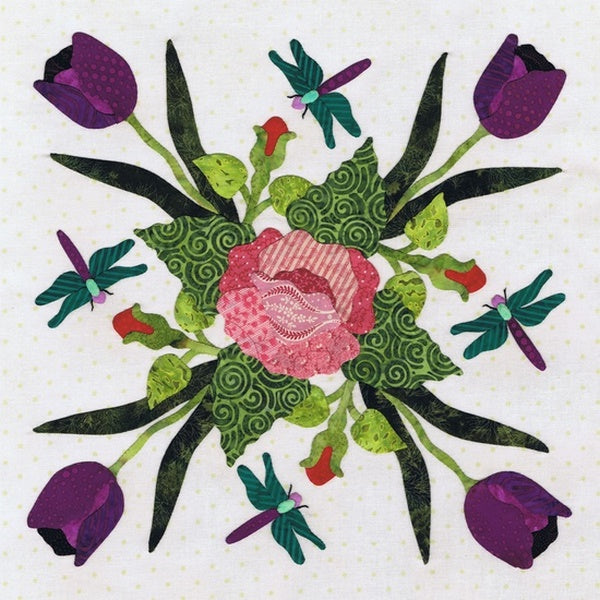 P3-2200 Block 12 Rose and Tulip Wreath