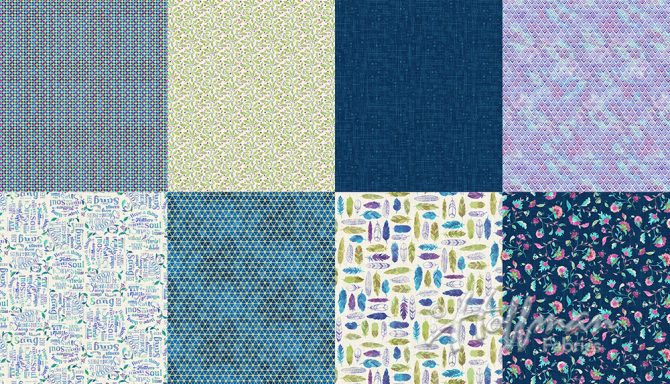 Hoffman Fabrics All A Twitter Blueberry Two Yard Fat Quarter Panel P4392-87-Blueberry