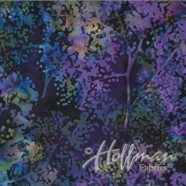 Hoffman Fabrics 1.5 Yards of Dotty Branch Purple Batik Fabric Q2142-N45-New-Grape