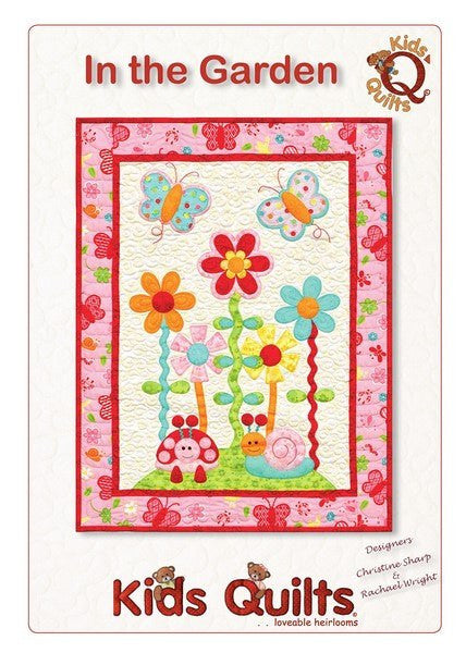 Kids Quilts In The Garden Butterfly Flower Applique Quilt Pattern Front Cover