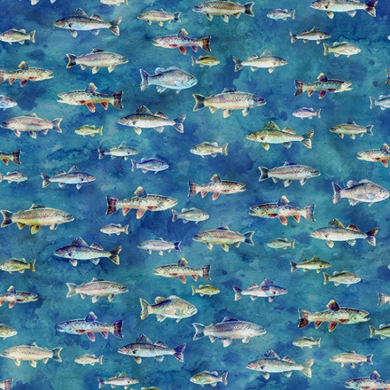 Hoffman Fabrics Fly Home Fish