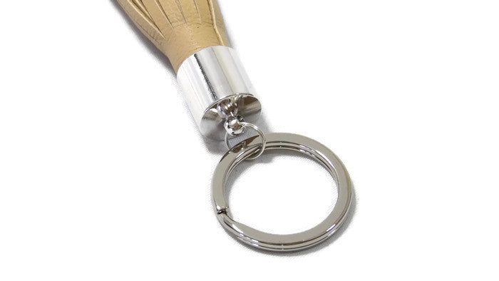 Cream Lambskin Leather Tassel Keychain Detail