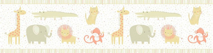 Clothworks Khaki Animal Safari Sweet Organic Cotton Fabric