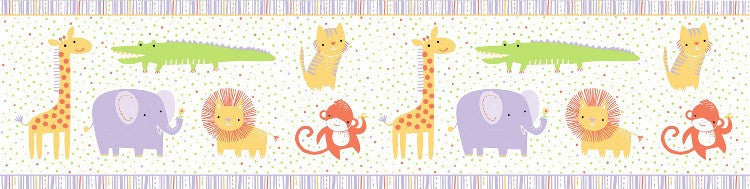 Clothworks Light Purple Animal Safari Sweet Organic Cotton Fabric