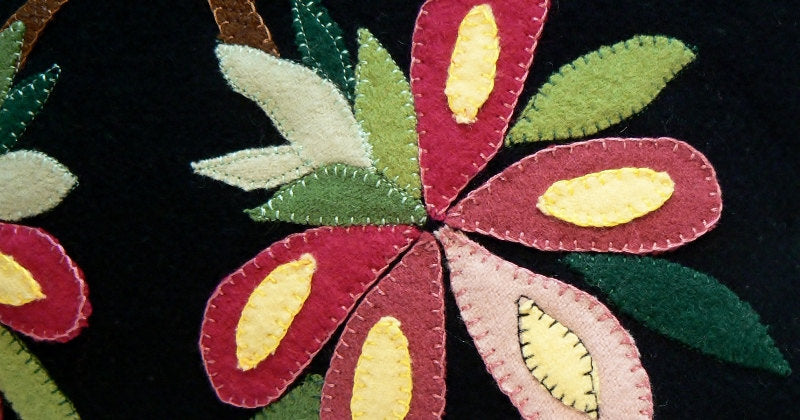 Pink Summer Bouquet Flower Felted Wool Throw Pillow Size 14 x 14