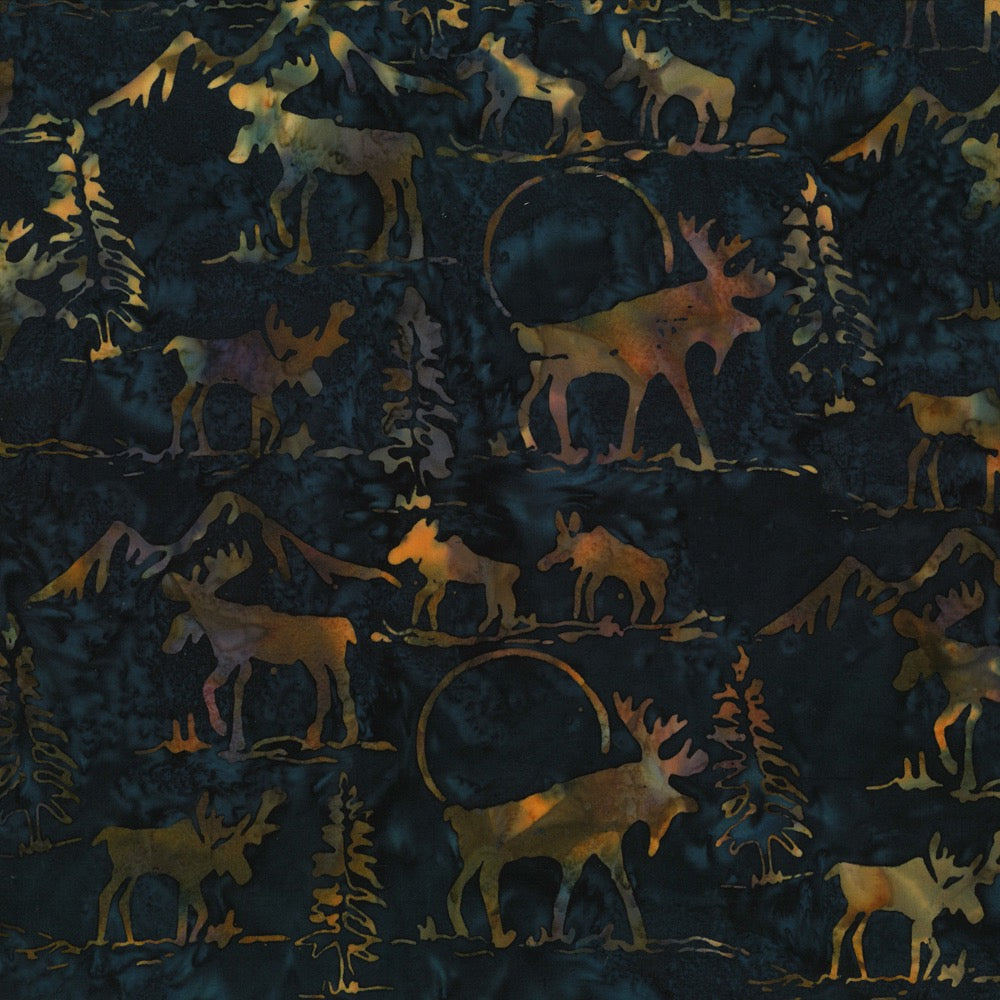 Hoffman Fabrics Midnight Moose Batik Fat Quarter F2031-128-Midnight