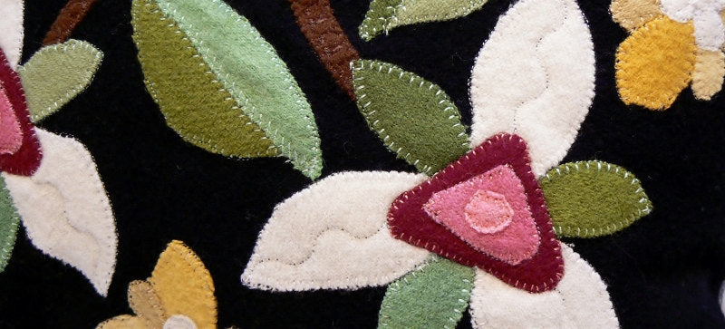 Montana White Trillium Flower Felted Wool Throw Pillow Size 14 x 14